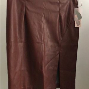 Red leather skirt